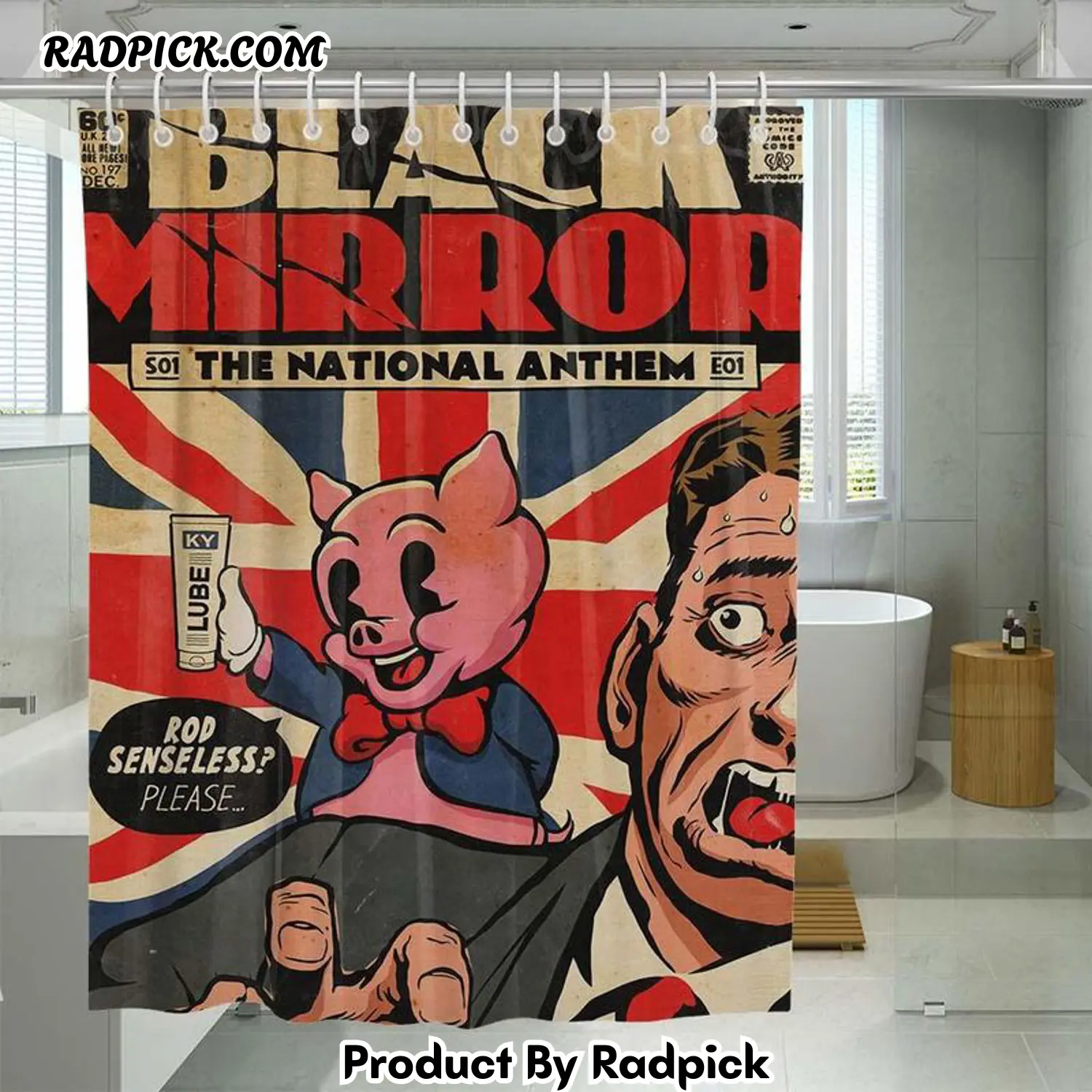 The national anthem black mirror shower curtain set for bathroom decor gift for friends rp38785